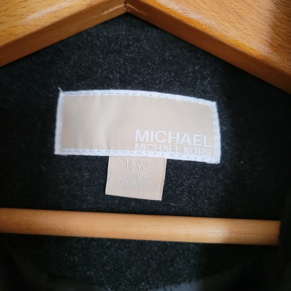 Michael Kors Womens Charcoal Gray Wool Blend Trench Coat Sz 16W - Picture 13 of 13